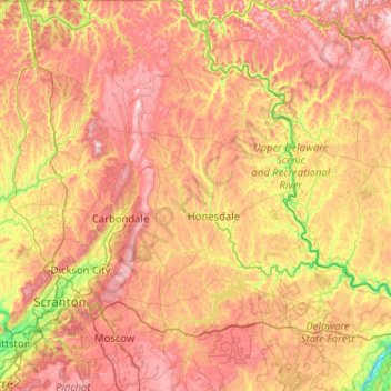 Wayne County topographic map, elevation, terrain