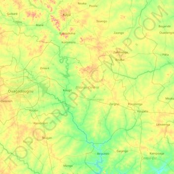 Central-Plateau topographic map, elevation, terrain