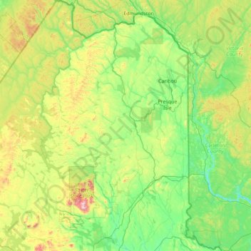 Aroostook County topographic map, elevation, terrain