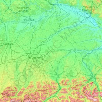 Alta Baviera topographic map, elevation, terrain