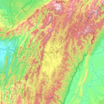Manipur topographic map, elevation, terrain