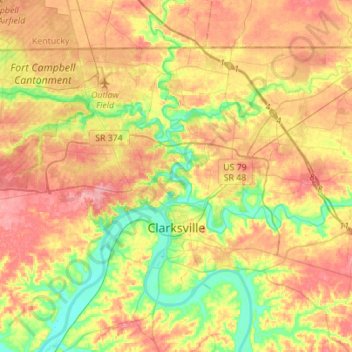Clarksville topographic map, elevation, terrain