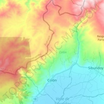 Colón topographic map, elevation, terrain