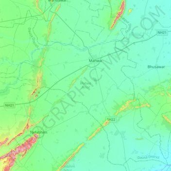 Mahwa Tehsil topographic map, elevation, terrain