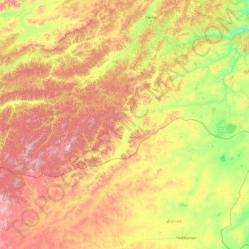 Onon River topographic map, elevation, terrain