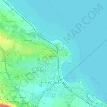 Arbon topographic map, elevation, terrain