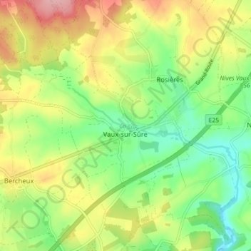 Vaux-sur-Sûre topographic map, elevation, terrain
