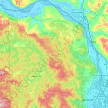 Columbia County topographic map, elevation, terrain