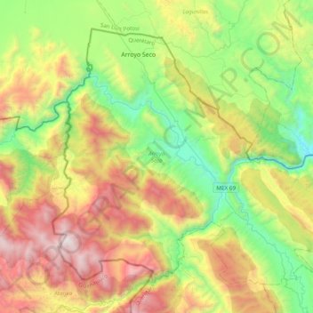 Arroyo Seco topographic map, elevation, terrain