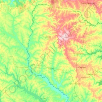 Itakyry topographic map, elevation, terrain