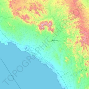 Yanbu topographic map, elevation, terrain