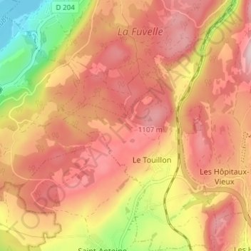 Touillon-et-Loutelet topographic map, elevation, terrain