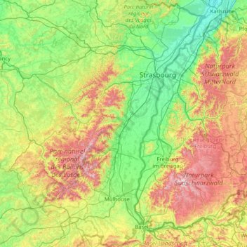 Alsace topographic map, elevation, terrain