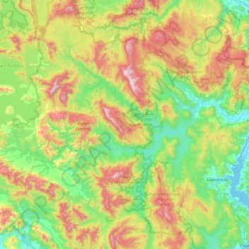 Huon River topographic map, elevation, terrain