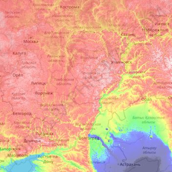 Volga topographic map, elevation, terrain