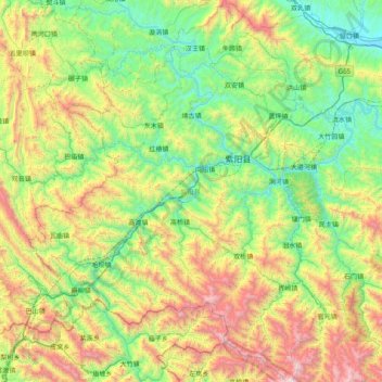 紫阳县 topographic map, elevation, terrain