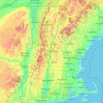 Connecticut River topographic map, elevation, terrain