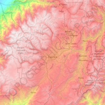 Cuenca topographic map, elevation, terrain