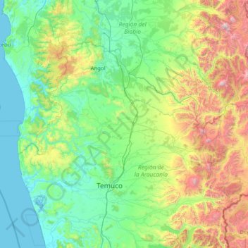 Provincia de Malleco topographic map, elevation, terrain