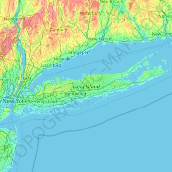 Long Island topographic map, elevation, terrain