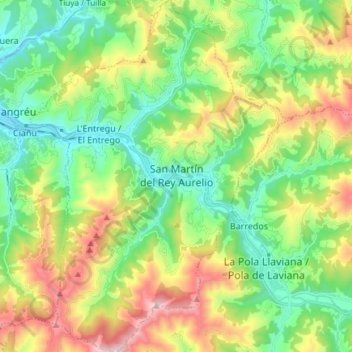 Samartín del Rei Aurelio topographic map, elevation, terrain