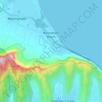 Waimanalo Beach topographic map, elevation, terrain