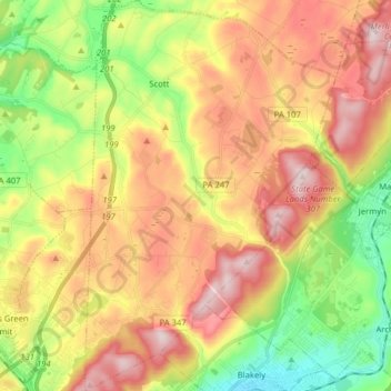 Scott Township topographic map, elevation, terrain