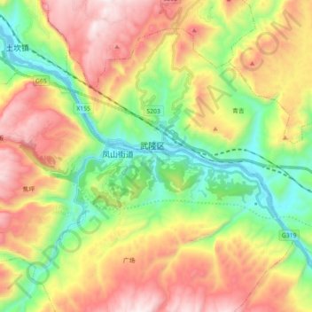 芙蓉街道 topographic map, elevation, terrain