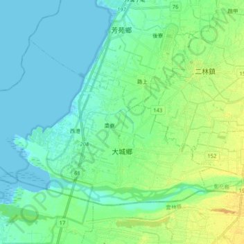 Dacheng Township topographic map, elevation, terrain
