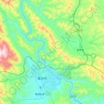允景洪街道 topographic map, elevation, terrain