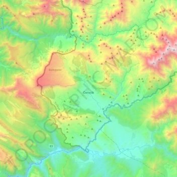 Derecik topographic map, elevation, terrain