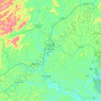 Ribeirão topographic map, elevation, terrain