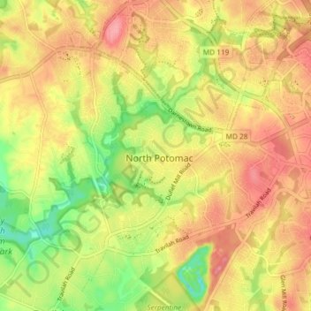 North Potomac topographic map, elevation, terrain