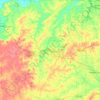 Paulding County topographic map, elevation, terrain