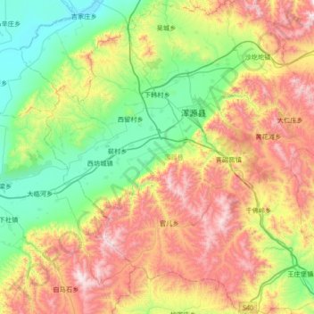 浑源县 topographic map, elevation, terrain