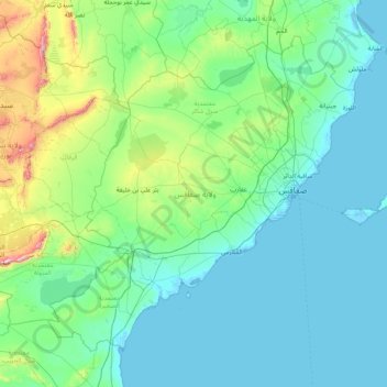 Sfax topographic map, elevation, terrain