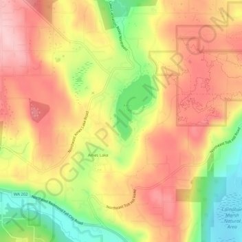 Ames Lake topographic map, elevation, terrain
