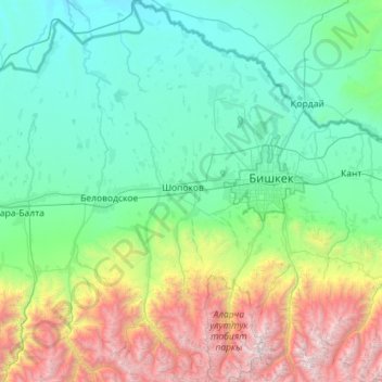 Sokuluk District topographic map, elevation, terrain