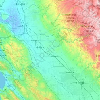 San Joaquin River topographic map, elevation, terrain