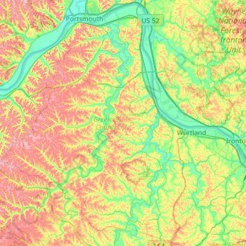 Greenup County topographic map, elevation, terrain