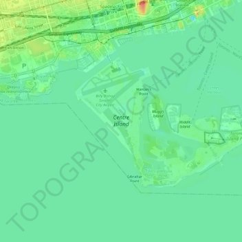 Toronto Island topographic map, elevation, terrain