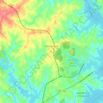 Sherrills Ford topographic map, elevation, terrain