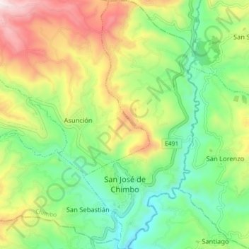San José de Chimbo topographic map, elevation, terrain