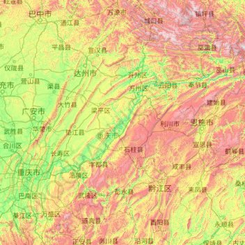 三峡水库 topographic map, elevation, terrain