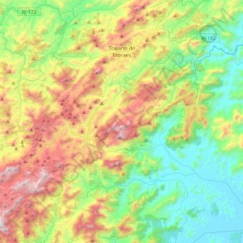 Trajano de Moraes topographic map, elevation, terrain
