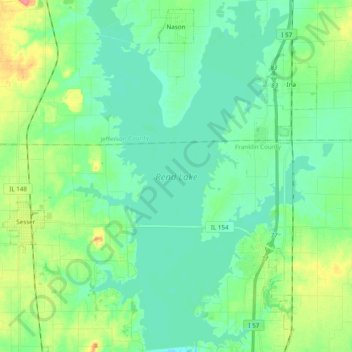 Rend Lake topographic map, elevation, terrain