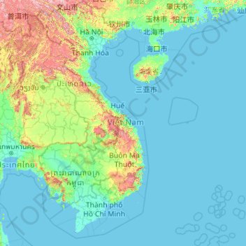 Vietnam topographic map, elevation, terrain