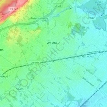 Westfield topographic map, elevation, terrain