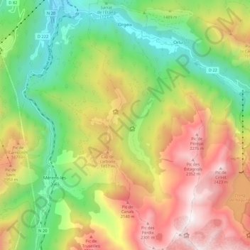 Orgeix topographic map, elevation, terrain