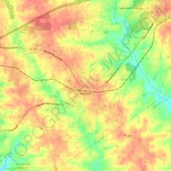 Wendell topographic map, elevation, terrain